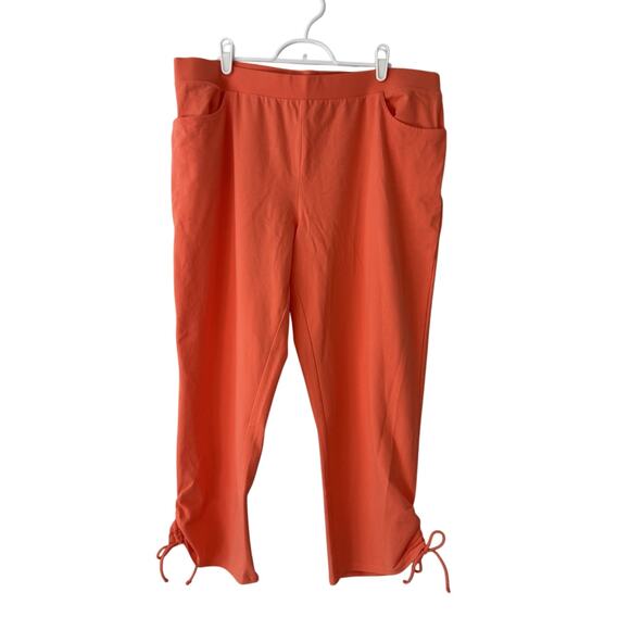 Chico's Weekends Capri Pants Size 2 US 12 Coral Orange Elastic Waist Pull On NWT - Picture 1 of 11